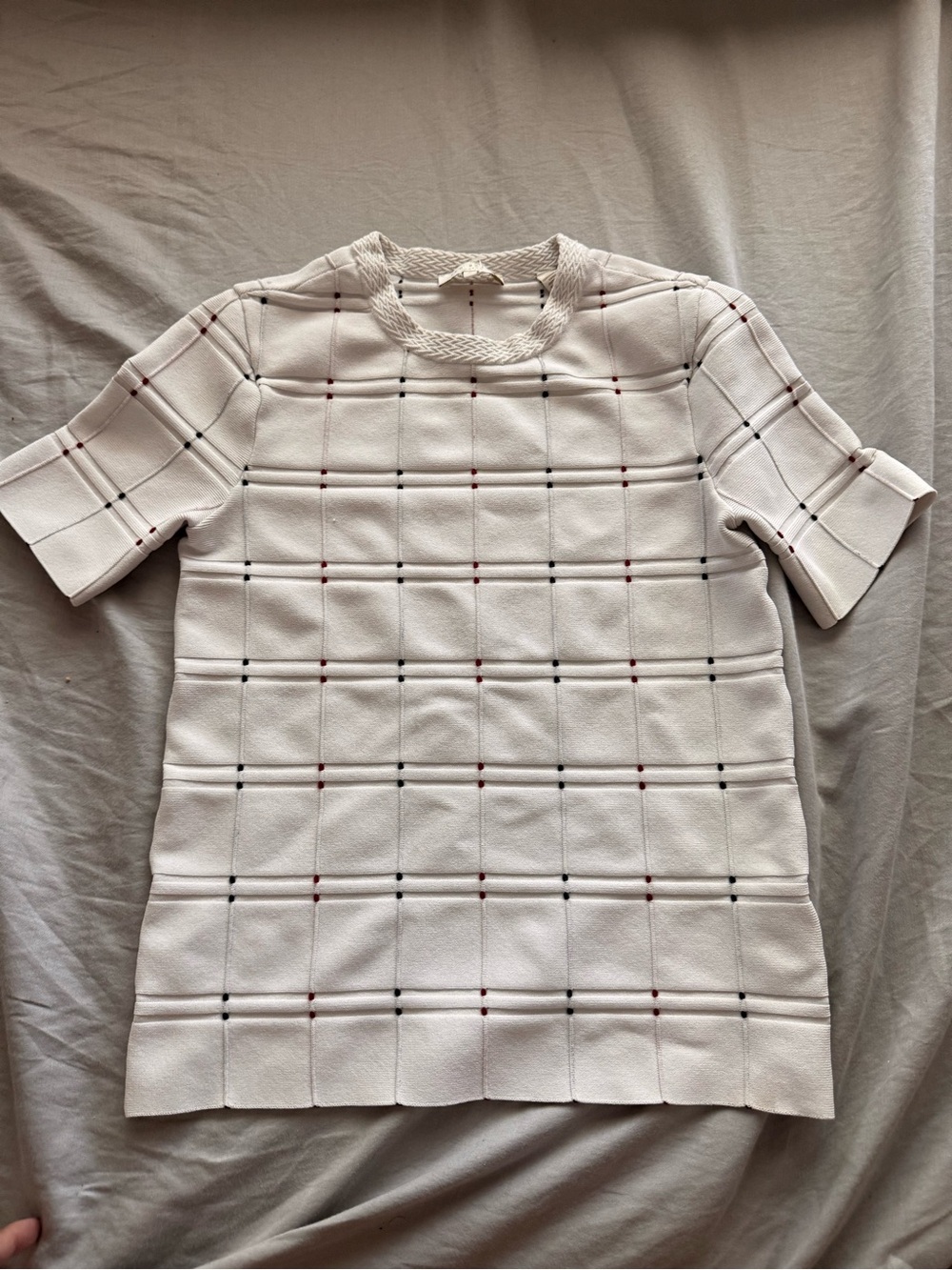 Ted Baker Cream Knit Top with Subtle Stripe Accents